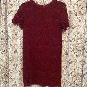 Lulu’s Lace Burgundy Dress “Take Me to Brunch”